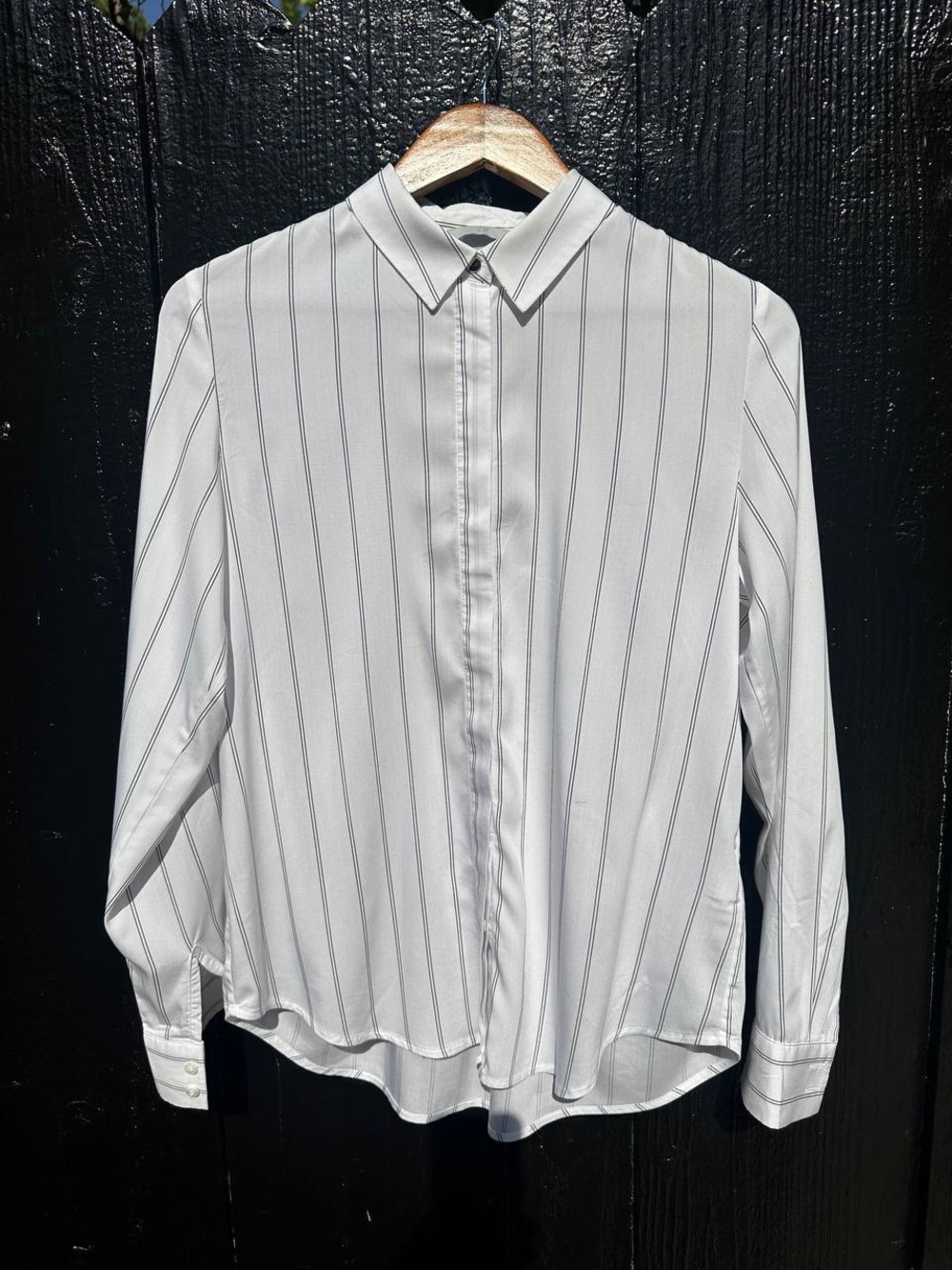 H&M White Shirt with Black Horizontal Stripes